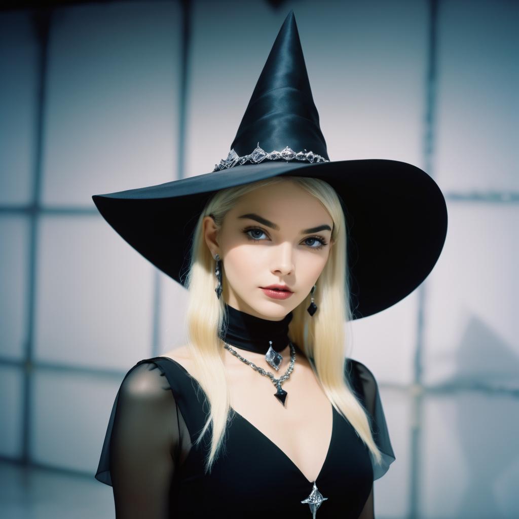 Elegant Witch Portrait with Blonde Hair