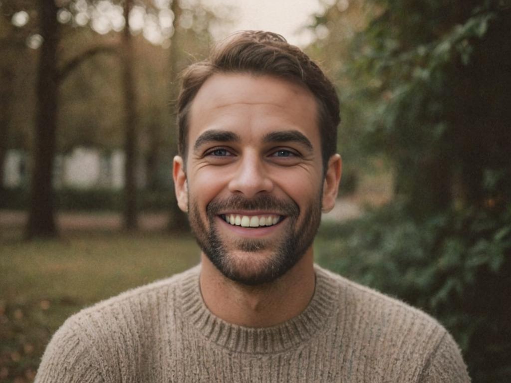 Smiling Man with Polaroid Camera