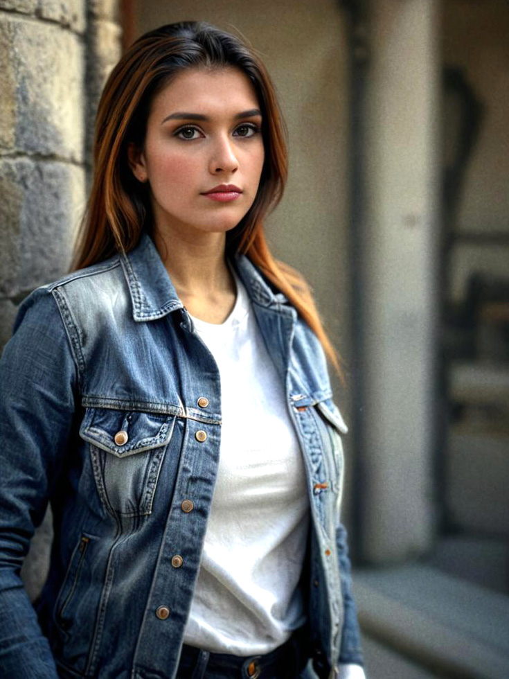 Confident Woman in Denim Jacket