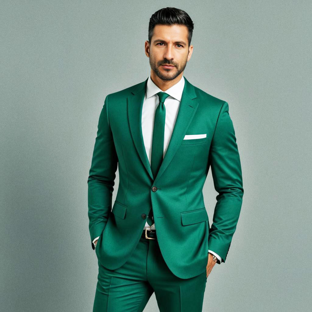 Confident Man in Green Suit