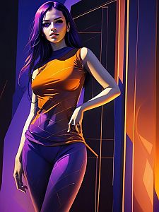 Stylish Woman in Futuristic Setting