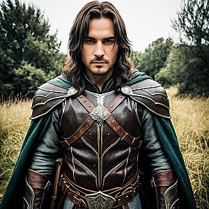 Medieval Fantasy Warrior Man in Detailed Armor Outdoors