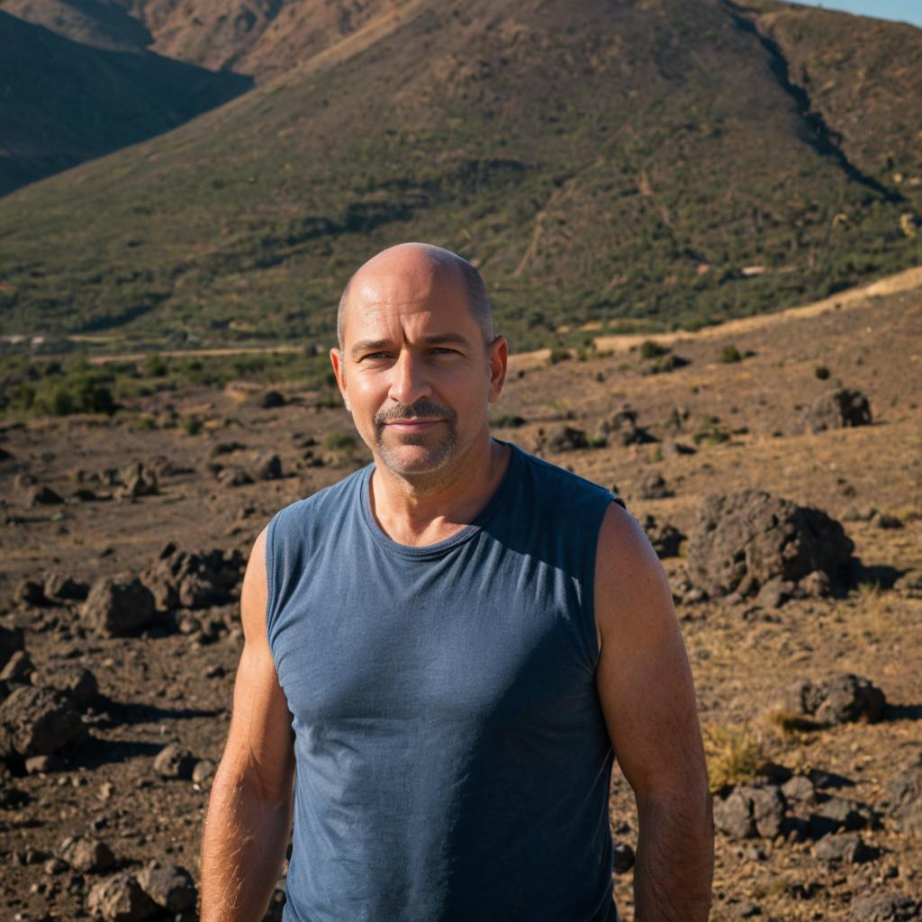 Man in Rugged Landscape