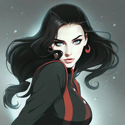 Asami Sato Anime Style Digital Portrait with Intense Expression