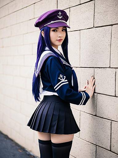 Akatsuki Kai Ni Kancolle Cosplay Woman in Sailor Uniform