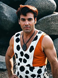 Man in Fred Flintstone Costume Detailed Cosplay Cinematic Realism