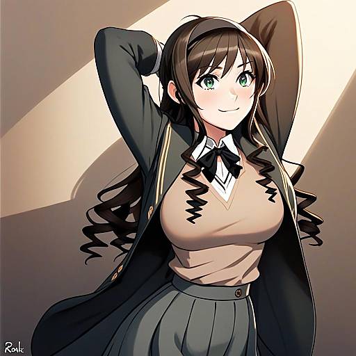 Morishima Haruka Anime Portrait in School Uniform