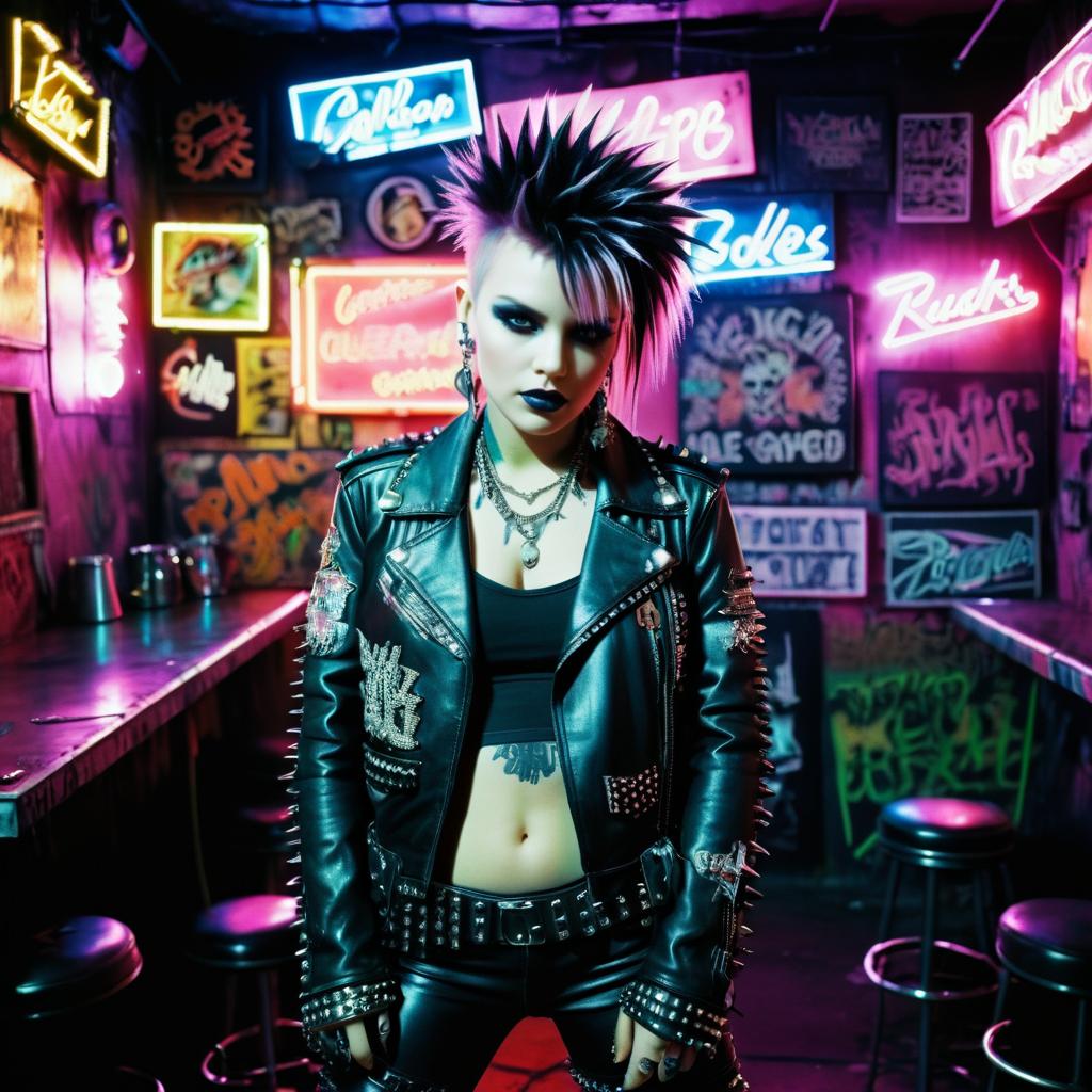 Confident Punk Woman in Spiked Jacket