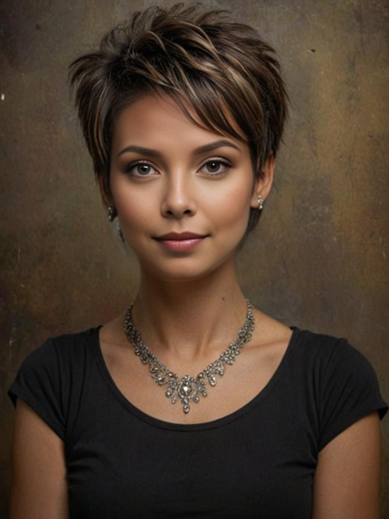 Elegant Woman with Pixie Haircut