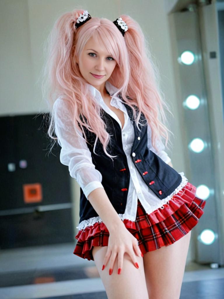 Cosplay of Junko Enoshima with Pink Hair