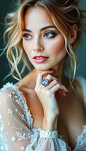 Elegant Woman Portrait with Floral Ensemble