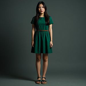Confident Woman in Green Dress