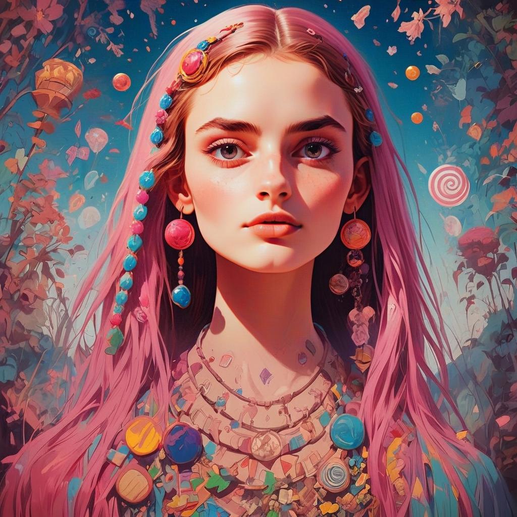 Young Woman with Pink Hair and Colorful Accessories Young Woman with Pink Hair and Colorful Accessories