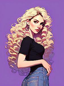 Confident Woman with Curly Blonde Hair