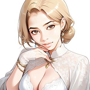 Young Woman in Elegant Lace Dress