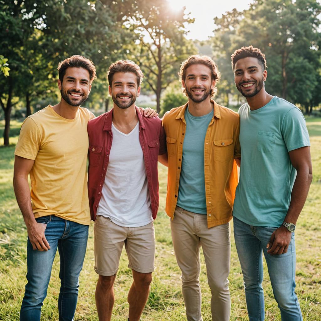 Four Friends Enjoying a Sunny Day in the Park