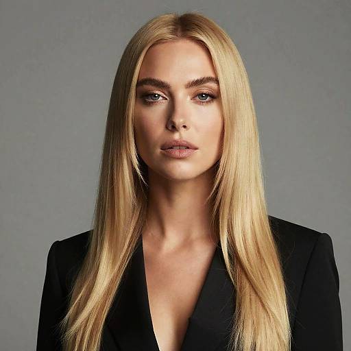 Confident Blonde Woman in Black Blazer Modern Portrait