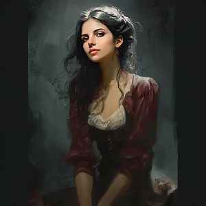 Digital Portrait of Young Woman in Vintage Attire