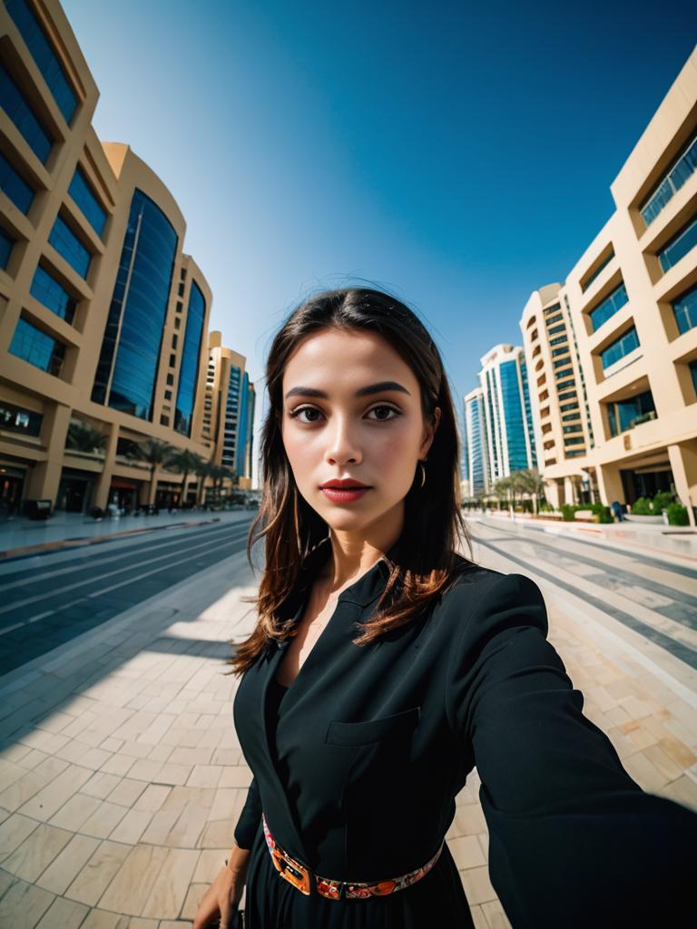 Confident Woman Selfie in Urban Setting