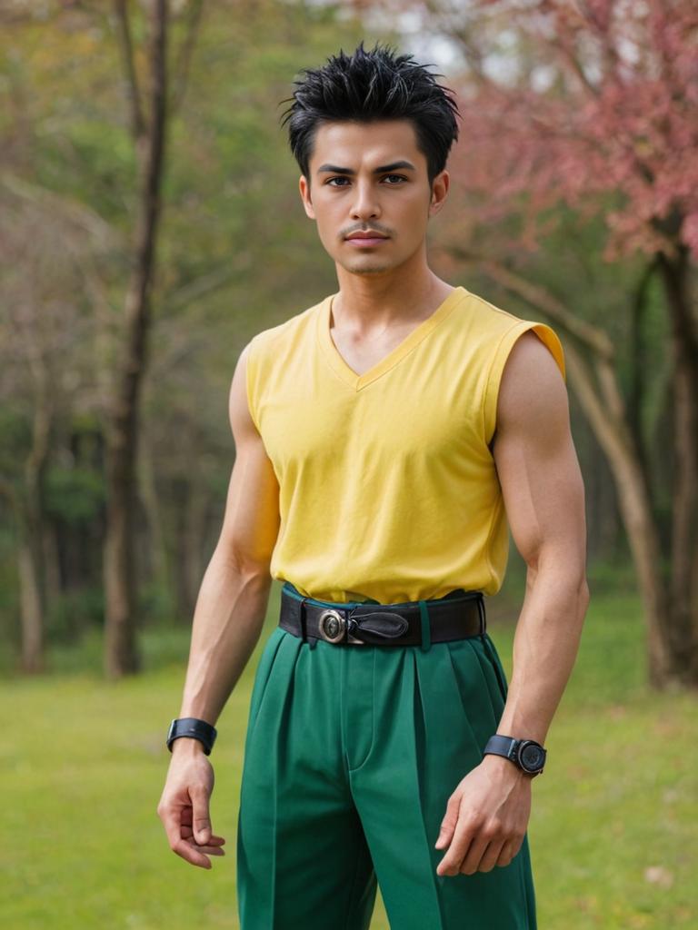 Man Cosplaying as Yusuke Urameshi Outdoors