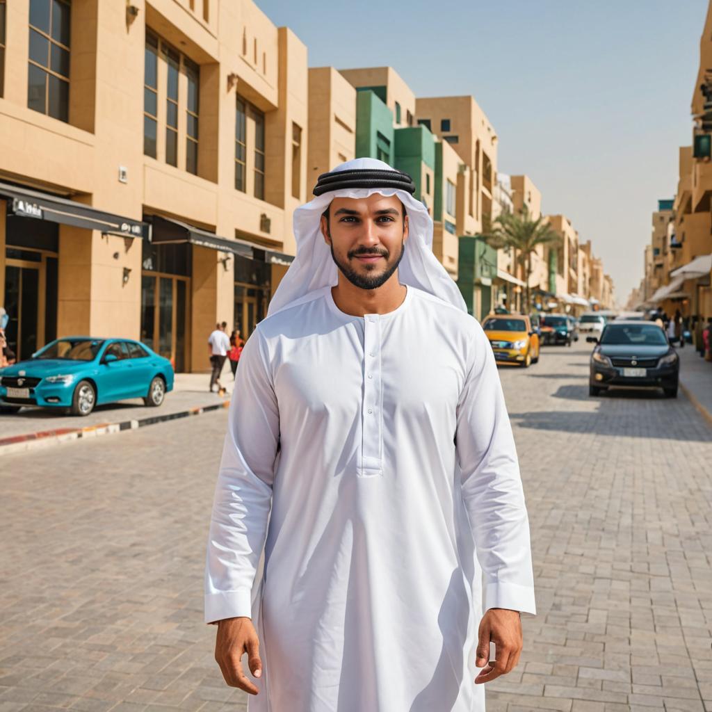 Confident Arab Man in Traditional Emirati Attire in Dubai