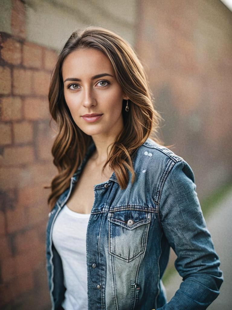 Confident Young Woman with Wavy Hair