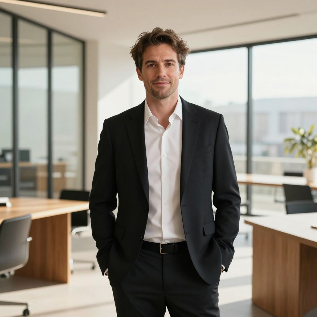 Confident Businessman in Modern Office Interior