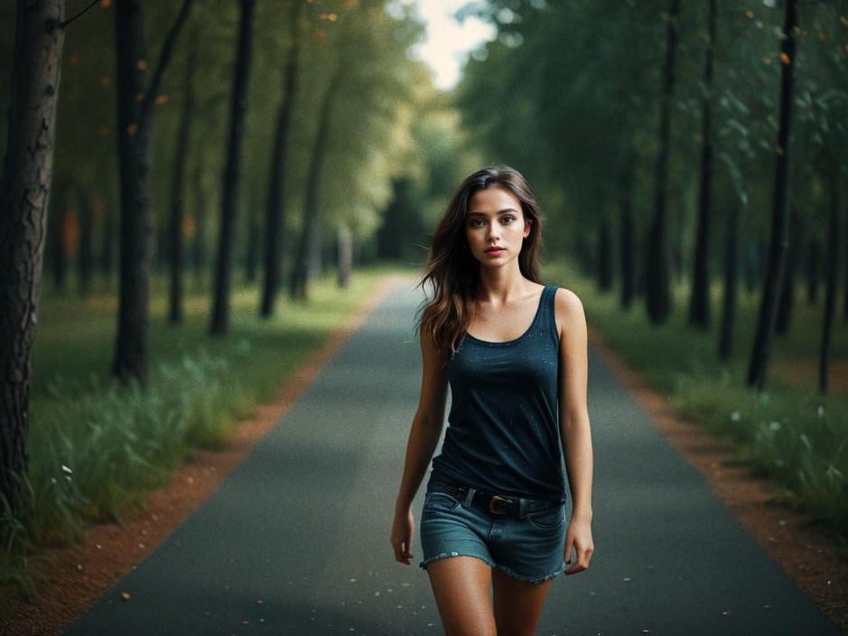 Contemplative Woman on Serene Path