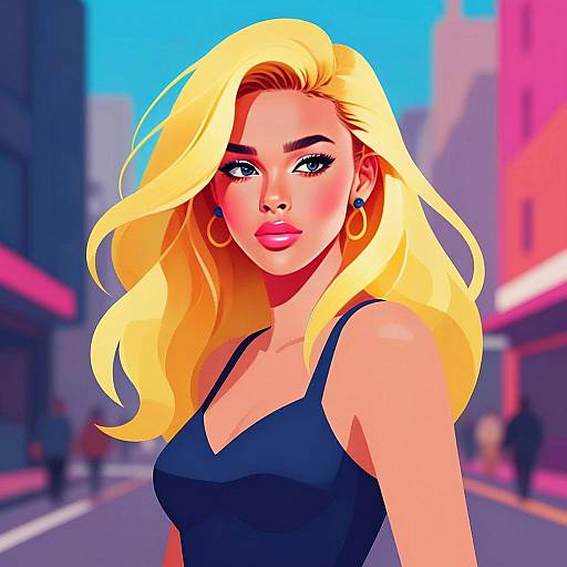 Stylish Blonde Woman Urban Vector Art Illustration