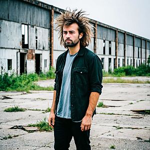 Man in Abandoned Industrial Area
