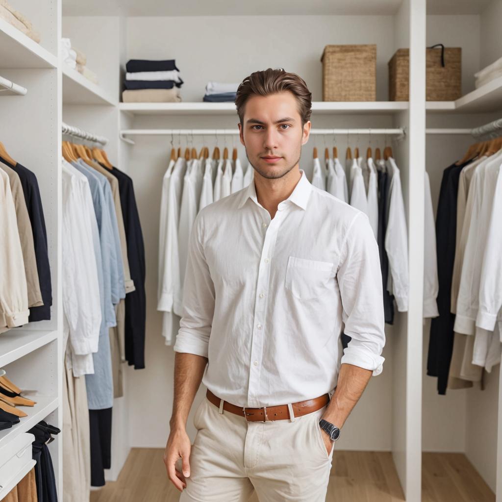 Stylish Man in Wardrobe Room