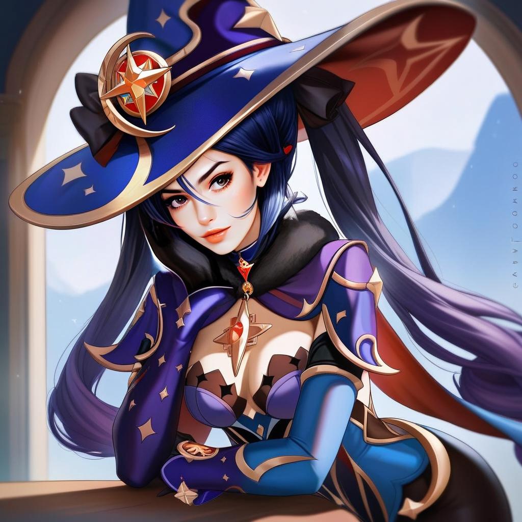 Mona Pact of Stars and Moon Genshin Impact Digital Artwork