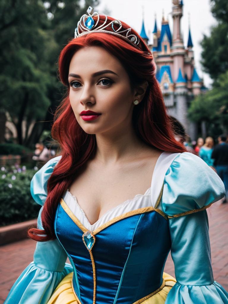 Woman in Disney Princess Costume Photorealistic Fantasy Cosplay Portrait