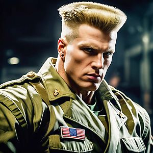 Muscular Man in Military Outfit