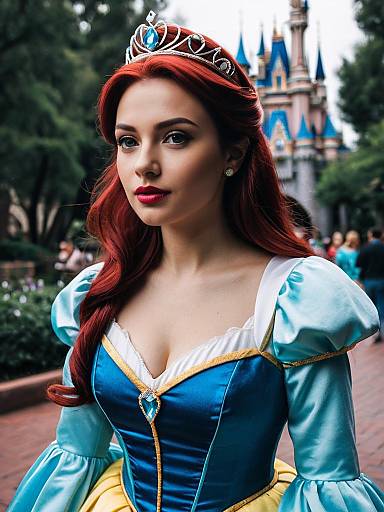 Woman in Disney Princess Costume Photorealistic Fantasy Cosplay Portrait