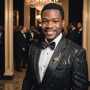 Dapper Man in Black Tuxedo at Formal Event