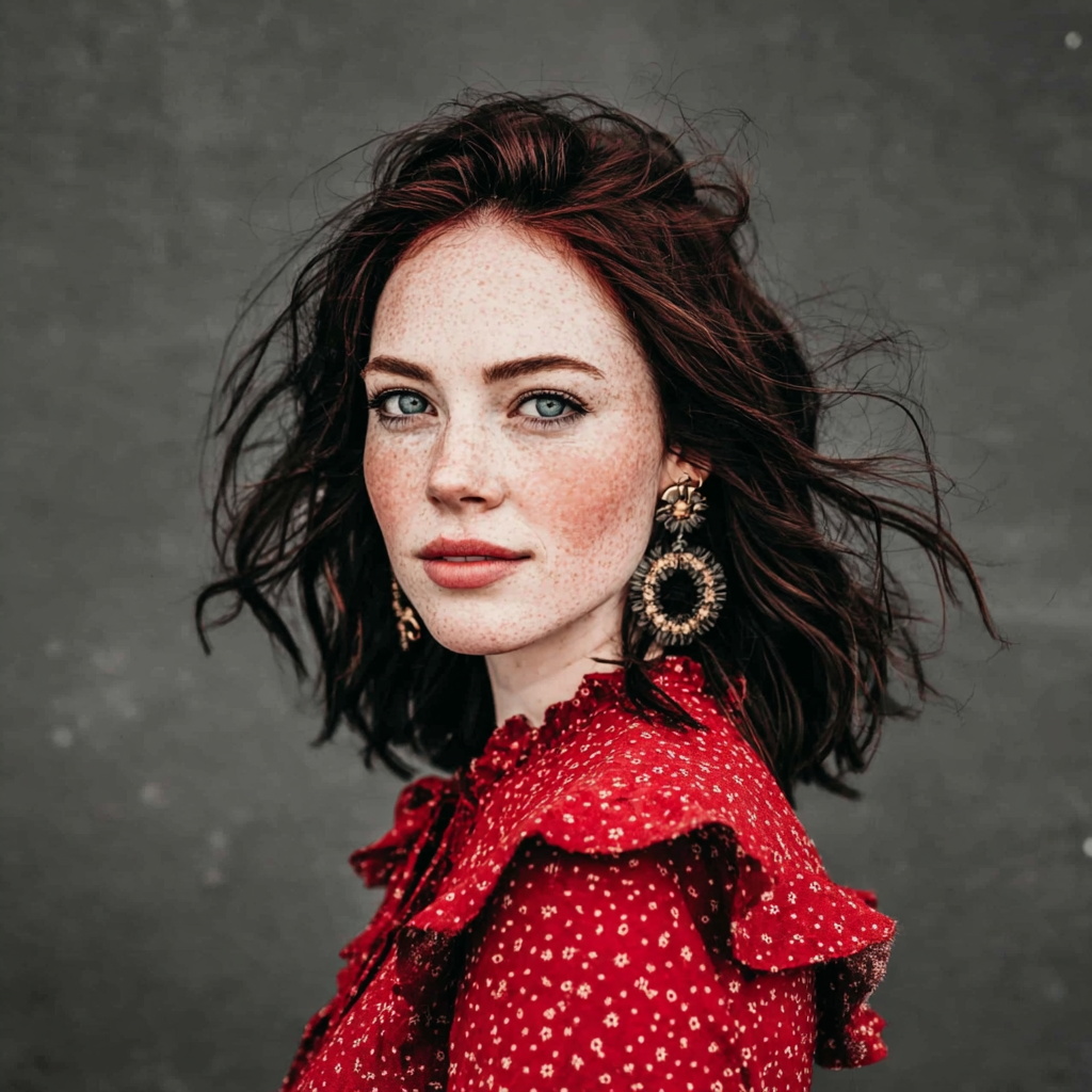 Portrait of a Woman with Red Hair and Freckles Portrait of a Woman with Red Hair and Freckles