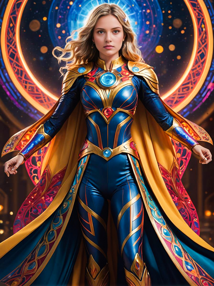 Woman in Vibrant Eternals Costume