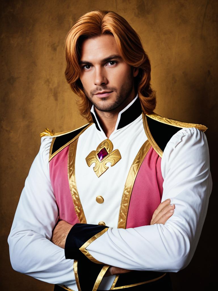 Man in Prince Adam Cosplay Costume Photorealistic Portrait