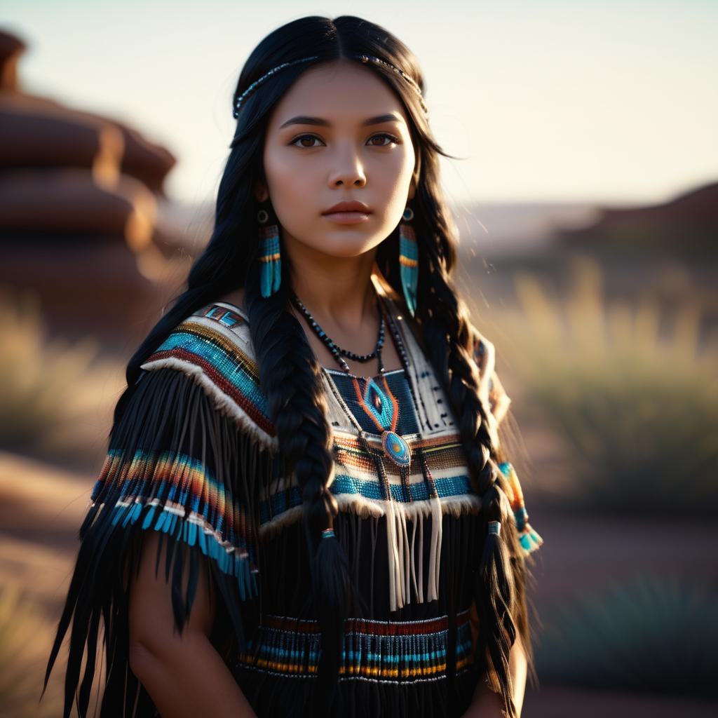 Young Woman in Traditional Indigenous Attire