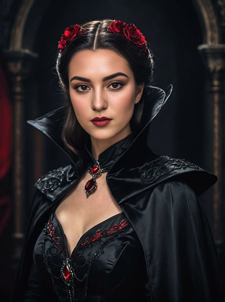 Woman in Stunning Dracula Costume