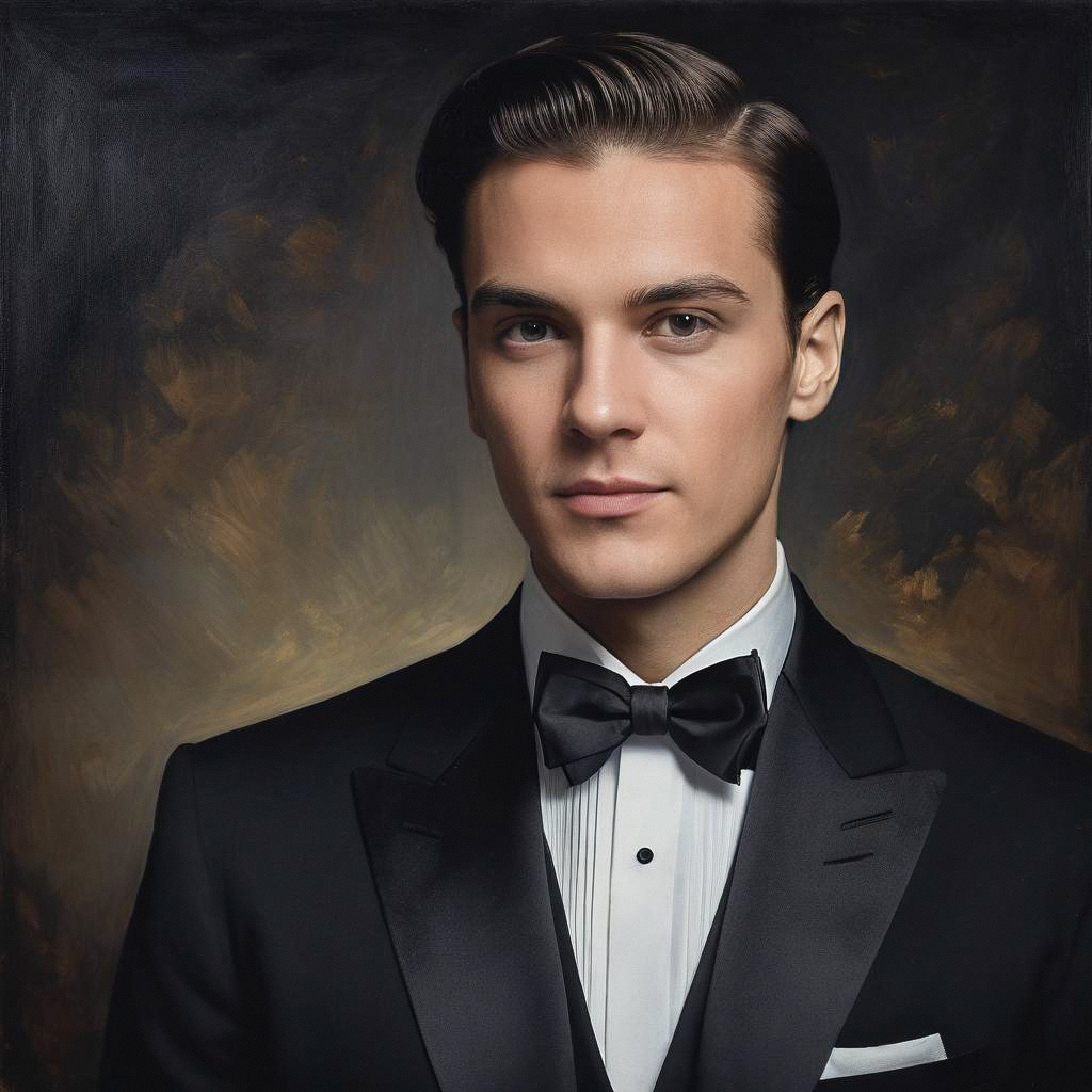Young Man in Black Tuxedo Portrait Young Man in Black Tuxedo Portrait
