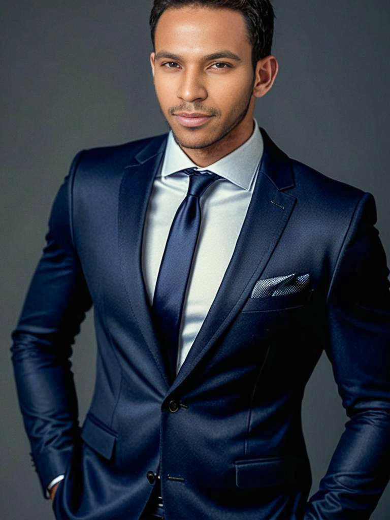 Confident man in tailored navy suit