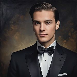 Young Man in Black Tuxedo Portrait