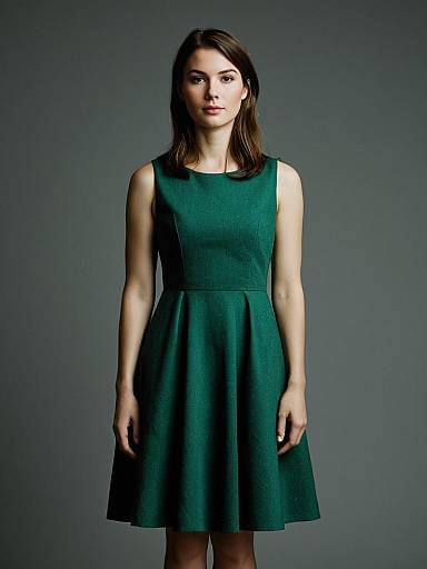 Woman in Emerald Green Dress Studio Portrait Realistic
