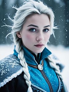 Woman with Braids in Snowy Setting