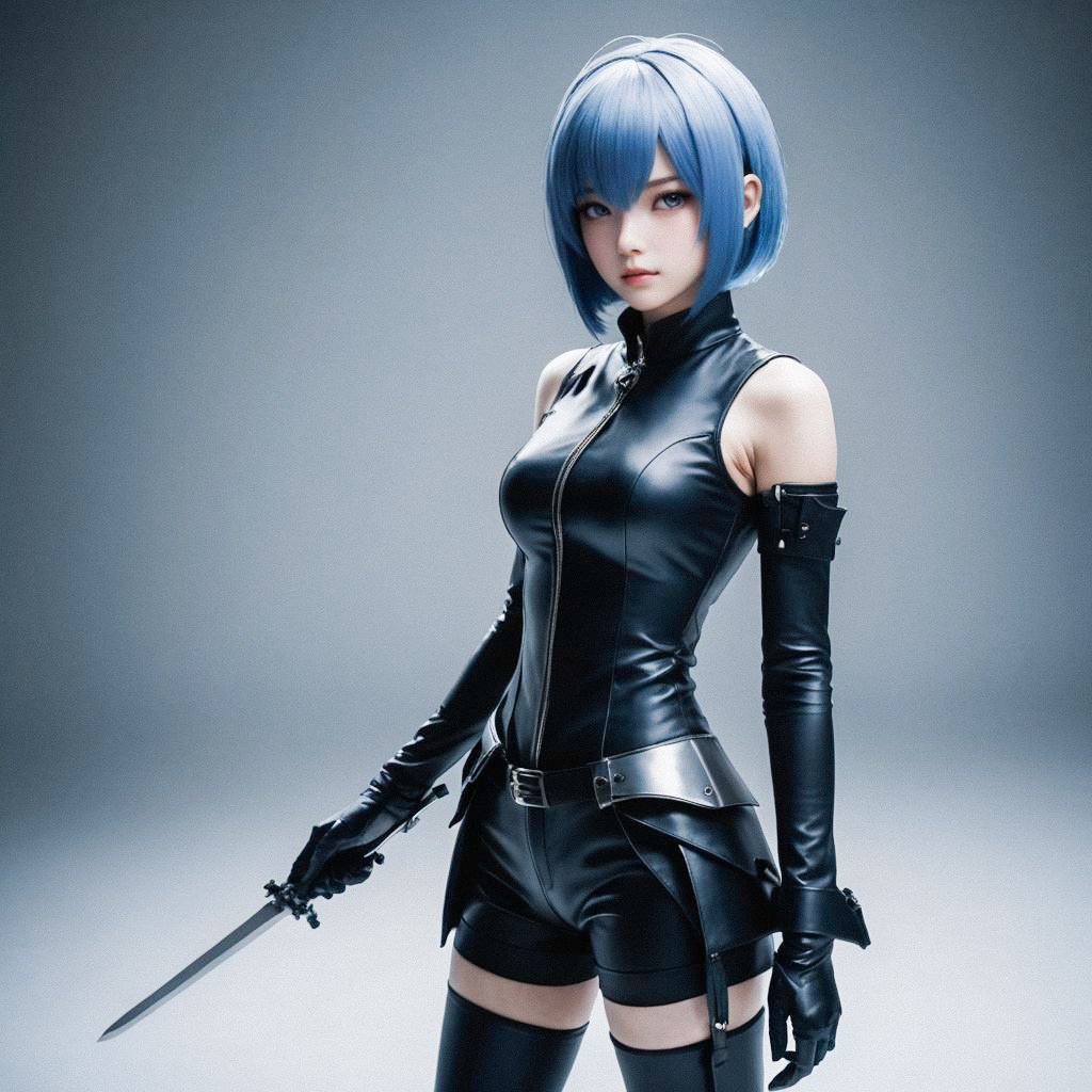 Fierce Woman in Black Outfit with Sword Fierce Woman in Black Outfit with Sword