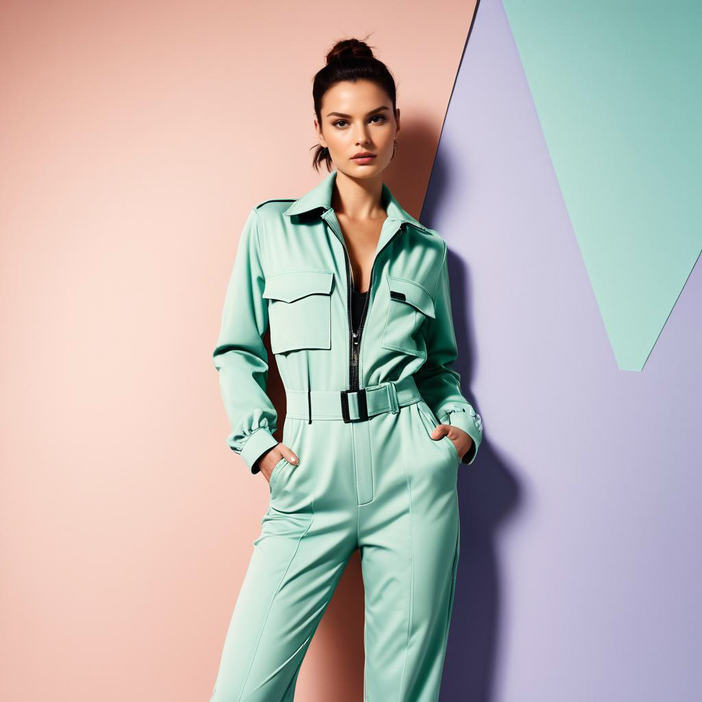 Confident Woman in Mint Green Jumpsuit