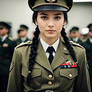 Young Woman in Military Uniform