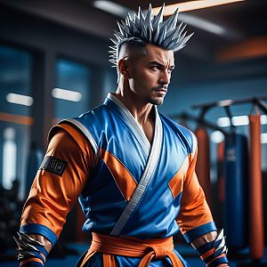Strong Man with Silver Mohawk in Martial Arts Gi